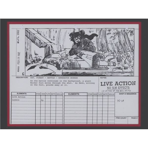 A "Return of the Jedi” Production Storyboard Page Display.