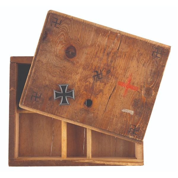 An Indiana Jones Iron Cross Costume Insignia and Box Prop.