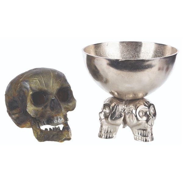 A Prop Treasure Bowl and Skull from "The Phantom."