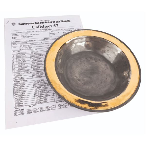 A Harry Potter Great Hall Soup Bowl and Call Sheet.