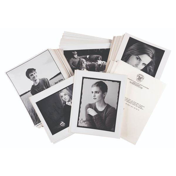 A Large Collection of "Harry Potter” Pre-Printed Autograph Photos and Hogwarts Acceptance L
