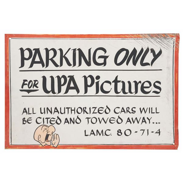 A UPA Pictures Parking Sign.