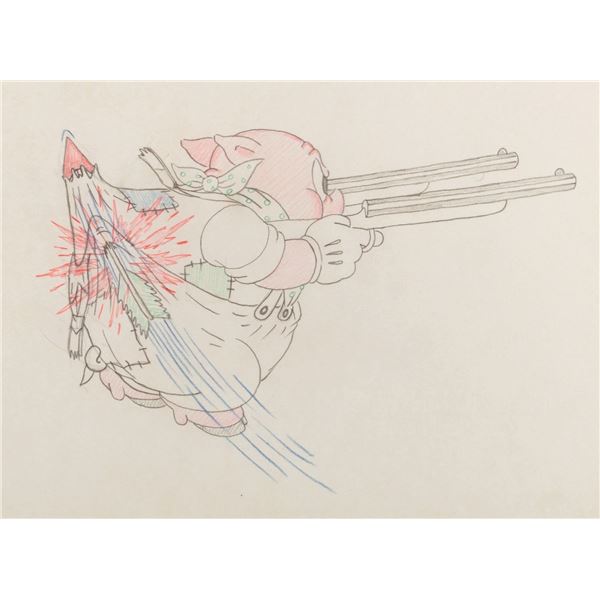 A Porky Pig "Westward Whoa” Production Drawing.