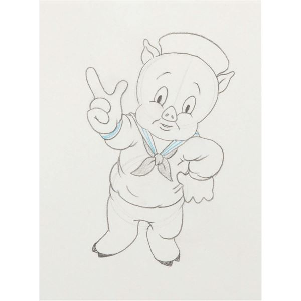 A Porky Pig "Any Bonds Today?” Production Drawing.