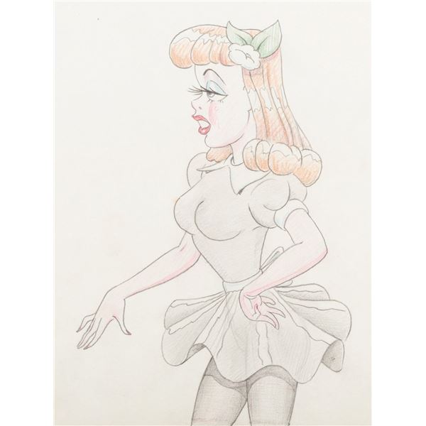 A "Hollywood Steps Out" Paulette Goddard Model Drawing.