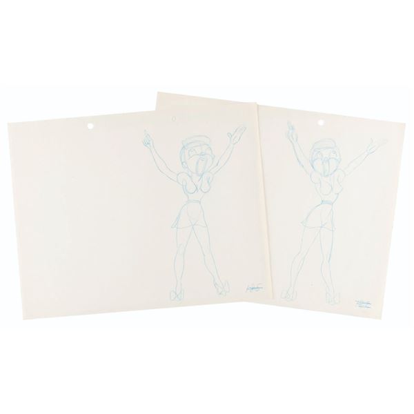 A Pair of "Coal Black and de Sebben Dwarfs" Drawings.