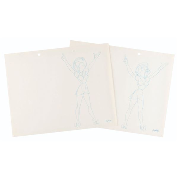 A Pair of "Coal Black and de Sebben Dwarfs" Drawings.