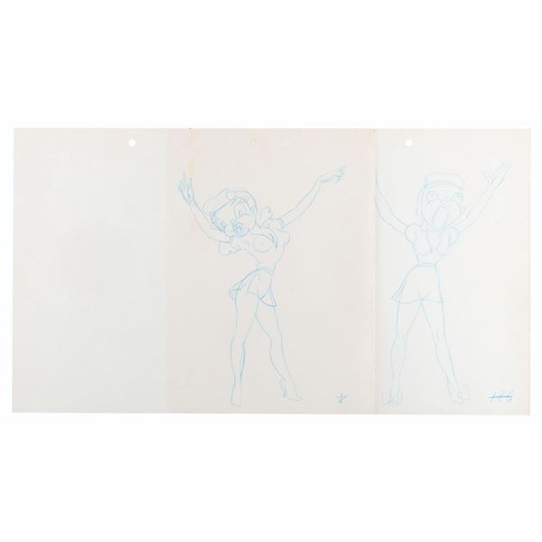 A Pair of "Coal Black and de Sebben Dwarfs" Production Drawings.