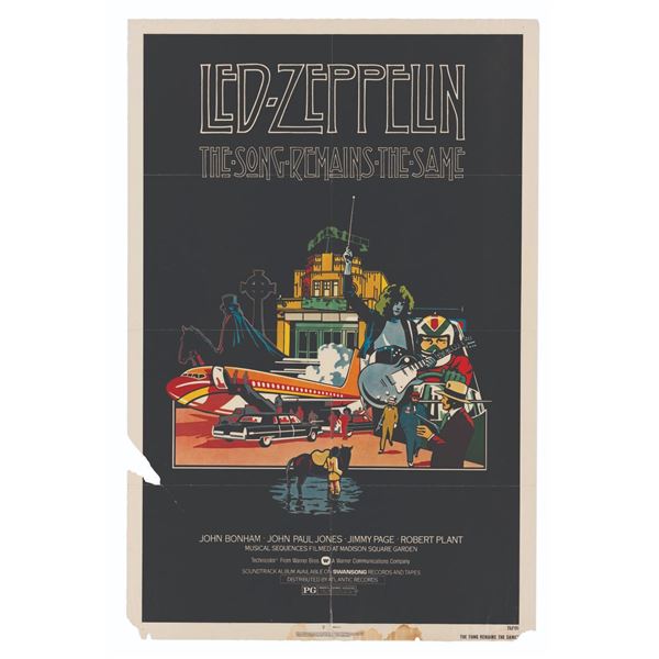 A Led Zeppelin "The Song Remains the Same” One-Sheet.