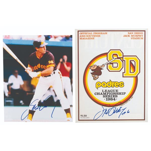 A Steve Garvey Signed Photo and NLCS Program Cover.