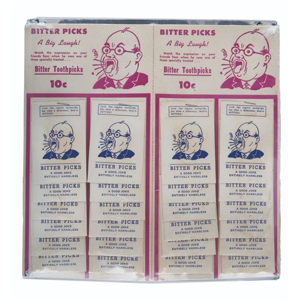 A Pair of Bitter Picks Prank Toothpicks Store Displays.