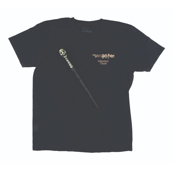 A Wizarding World of Harry Potter Death Eater Wand and Cast Shirt.