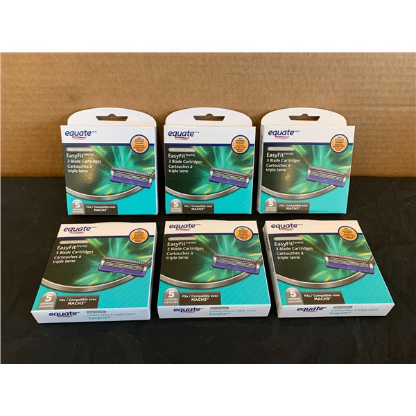 Lot of 6 Equate EasyFit 3-Blade Cartridges - Fits with MACH3
