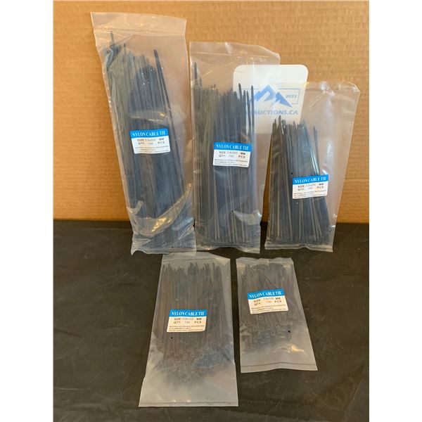 Lot of 5 Packs of Assorted Zip Ties