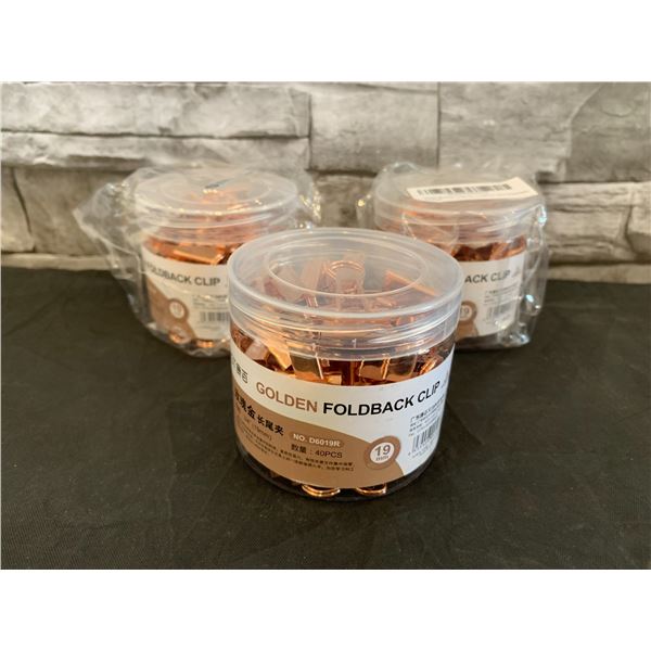 Lot of 3 Small Binder Clips for Office/Buisness