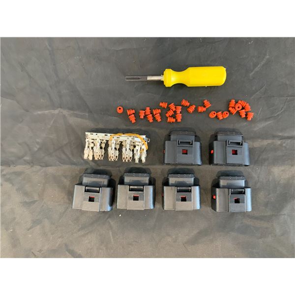 6 Pcs Ignition Coil Connector Kit Harness Wiring Plug and 0.3CM Takeup Tool