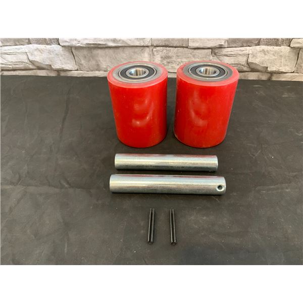 Pair of Pallet Jack/truck Wheels 3" x 3.75 W / Pre-installed Bearings