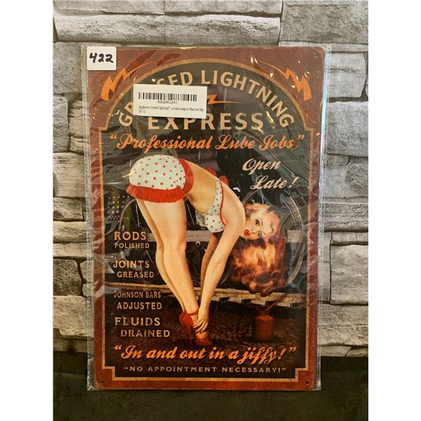 Greased Lightning Pinup Style Metal Sign