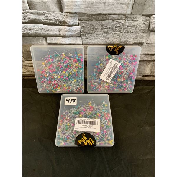 Lot of 3  X  500 Pcs Pins Sewing