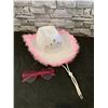 Image 1 : Cowboy Hat With Pink Glasses White With Pink Boa