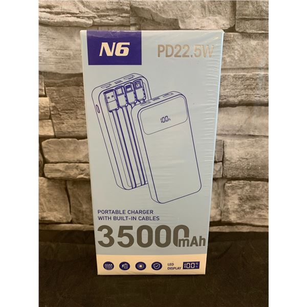 Portable Wireless Charger With Built-In Cables - 35000Mah