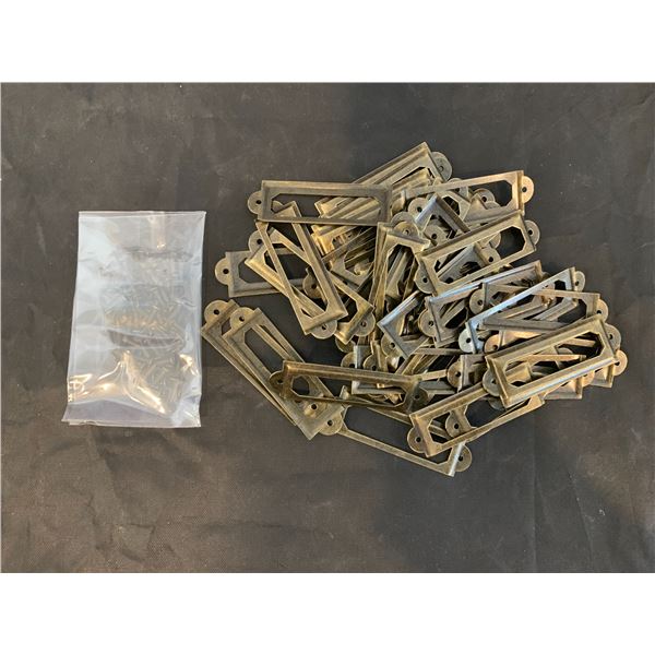 40 Pack Antique Bronze Office Library File Drawer CabinetCard Tag Holder