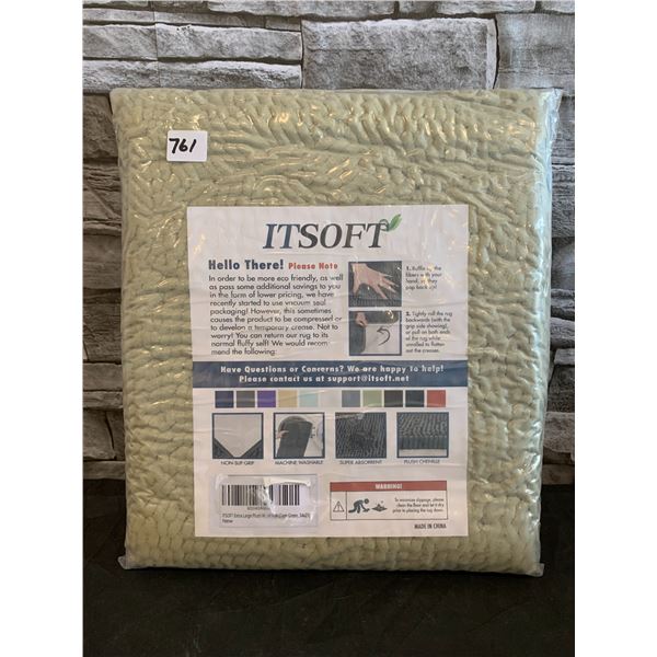 Itsoft Extra Large Plush Mat 34x21 Sage Green