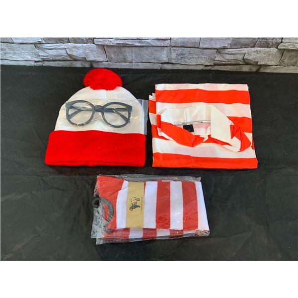 Anime Roll Cloak Red & White Stripes Set With Glasses Socks
