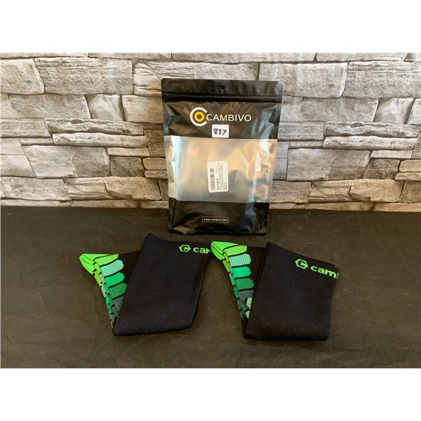 Cambivo 2 Pairs Compression Socks (20-30 mmHg Small Black & Green Colour