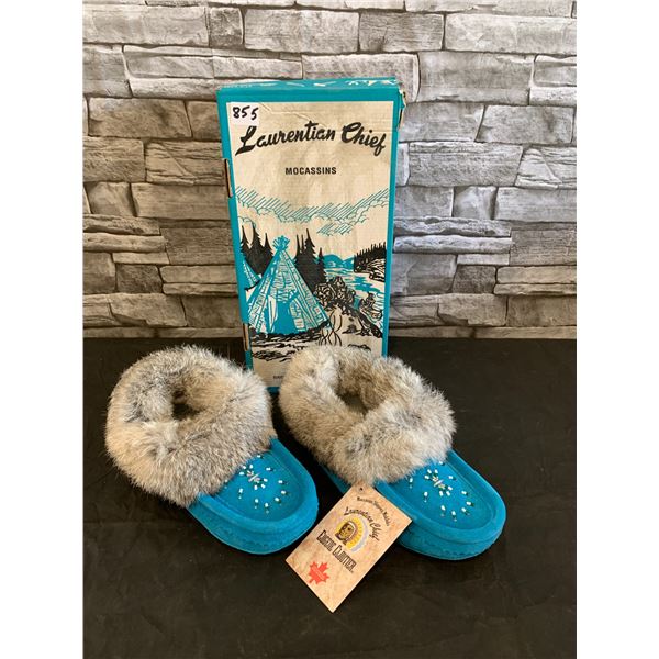 Moccasins Slippers Mukluks Laurentian Chief Eugene Cloutier 600 L 5 Made In Canada Blue