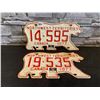 Image 1 : Lot of 2 Northwest Territories License Plates 1977 White and Red