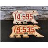 Image 1 : Lot of 2 Northwest Territories License Plates 1977 White and Red