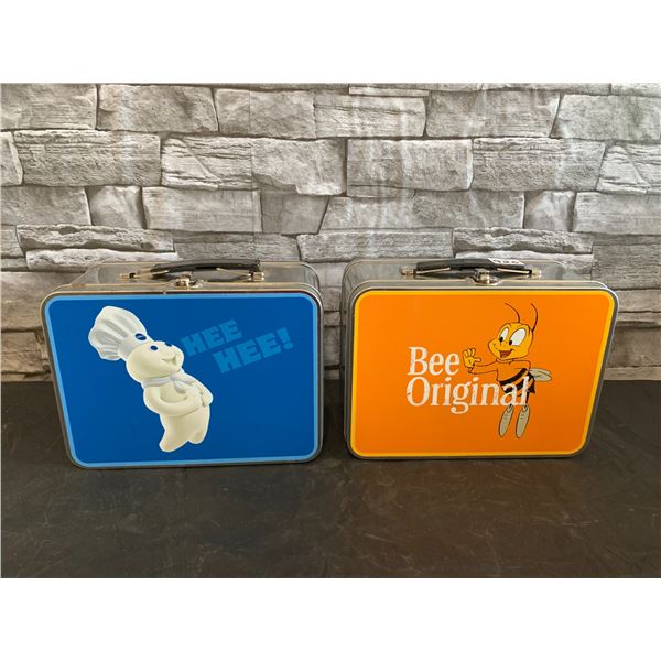 Lot of 2 Metal Lunch Boxes Pilsbury Dough Boy/ Cheerios Bee Original