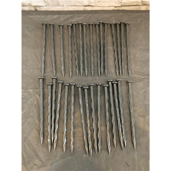 30 Pcs Spiral Lawn Yard Spikes - 8 Inches Each