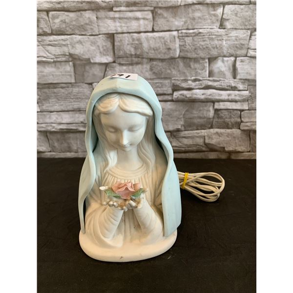 Illuminated Virgin Mary Statue 4 1/2" Ceramic Light