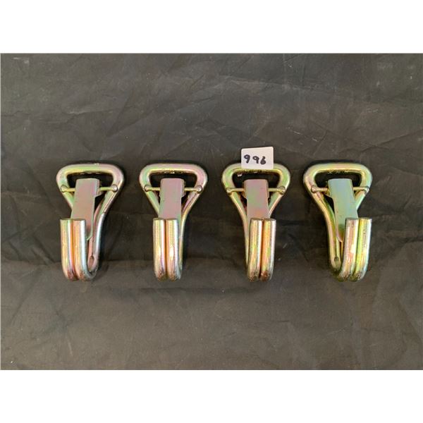 Lot of 4 Ratchet Double J Strap Hooks With Keeper
