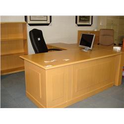 Maple Executive L-Shaped Double Ped Desk
