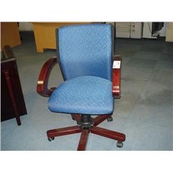Mahogany Framed Blue Cloth Gaslift Chair