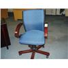 Image 1 : Mahogany Framed Blue Cloth Gaslift Chair