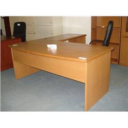 Oak Bowfront L-Shaped Executive Desk
