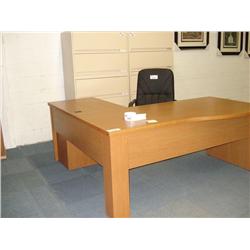 Oak Semi Bowfront L-Shaped Executive Desk
