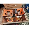 Image 1 : 627 -- 4 JACK STANDS IN WOODEN BOX, HUSKY BAG OF TOOLS(SAW BLADES, DRILL BITS, SCRAPER BLADES AND MO