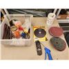 Image 2 : 635 -- SAWCAT CIRCULAR, SAW MAKITA SPADE HANDLE DRILL AND BOX OF ASSORTED HARDWARE