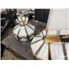 Image 8 : 928 -- HUGE STAINED GLASS POOL TABLE CHANDELIER AND MATCHING SMALLER LAMP SHADE