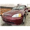 Image 2 : 10 -- 2002 HONDA CIVIC, RED, 252358 KMS, FRONT WHEEL DRIVE