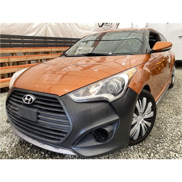 11 -- 2013 HYUNDAI VELOSTER, ORANGE, 154947 KMS, FRONT WHEEL DRIVE