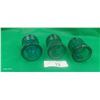 Image 2 : 3 small antique Brookfield and Hemmingway green glass insulators, one dated 1893, each 4" tall