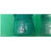 Image 3 : 3 small antique Brookfield and Hemmingway green glass insulators, one dated 1893, each 4" tall