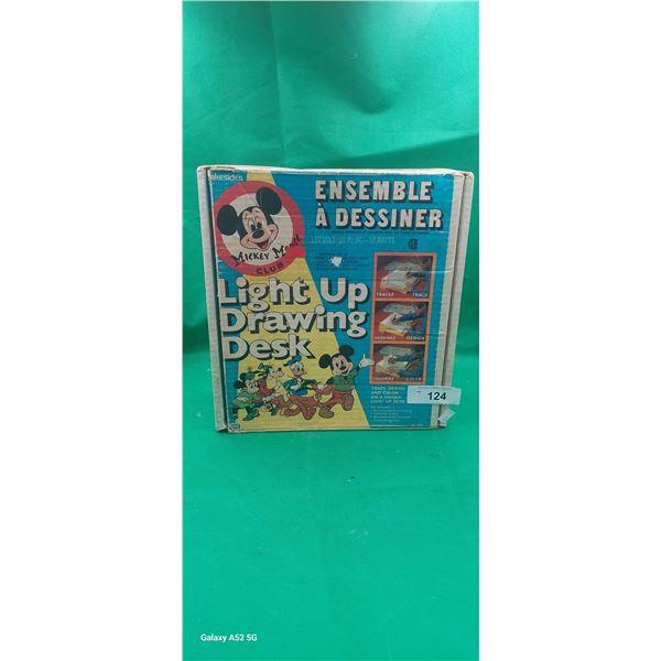 Vintage Mickey Mouse light up drawing desk with box 13"x12"