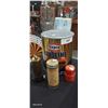Image 1 : Lot inc Texaco Havoline us gallon tin, brass lighter, Esso safety flare, Esso shot glasses